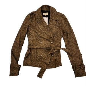 Current Elliott The Auburn Trench Sz 1/S Army Leopard Long Sleeves Dirty Paws